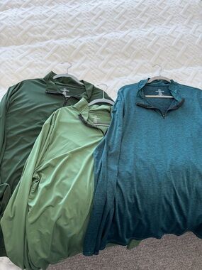 3 Men's Performance Quarter-Zip Tops in Green Mix